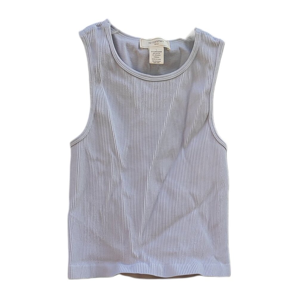 No Comment Light Blue Ribbed Tank Top Size Large
